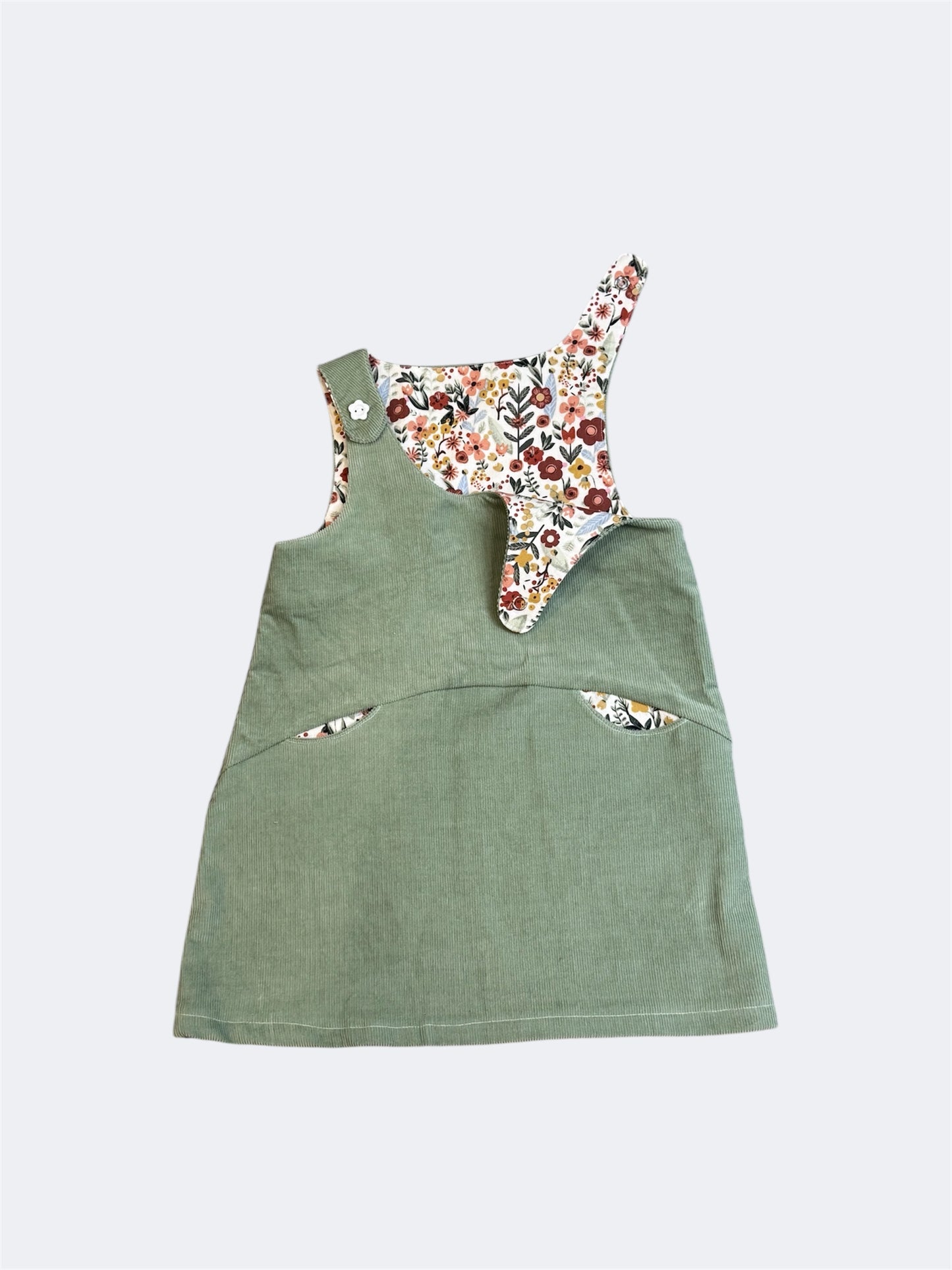 One-of-a-Kind Pinafore Dress |Corduroy Outer | Cotton Lined | Sizes 3T | Handmade Children’s Clothing
