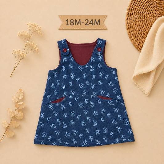 One-of-a-Kind Pinafore Dress | Denim Outer | Wool Lined | Handmade Children’s Clothing