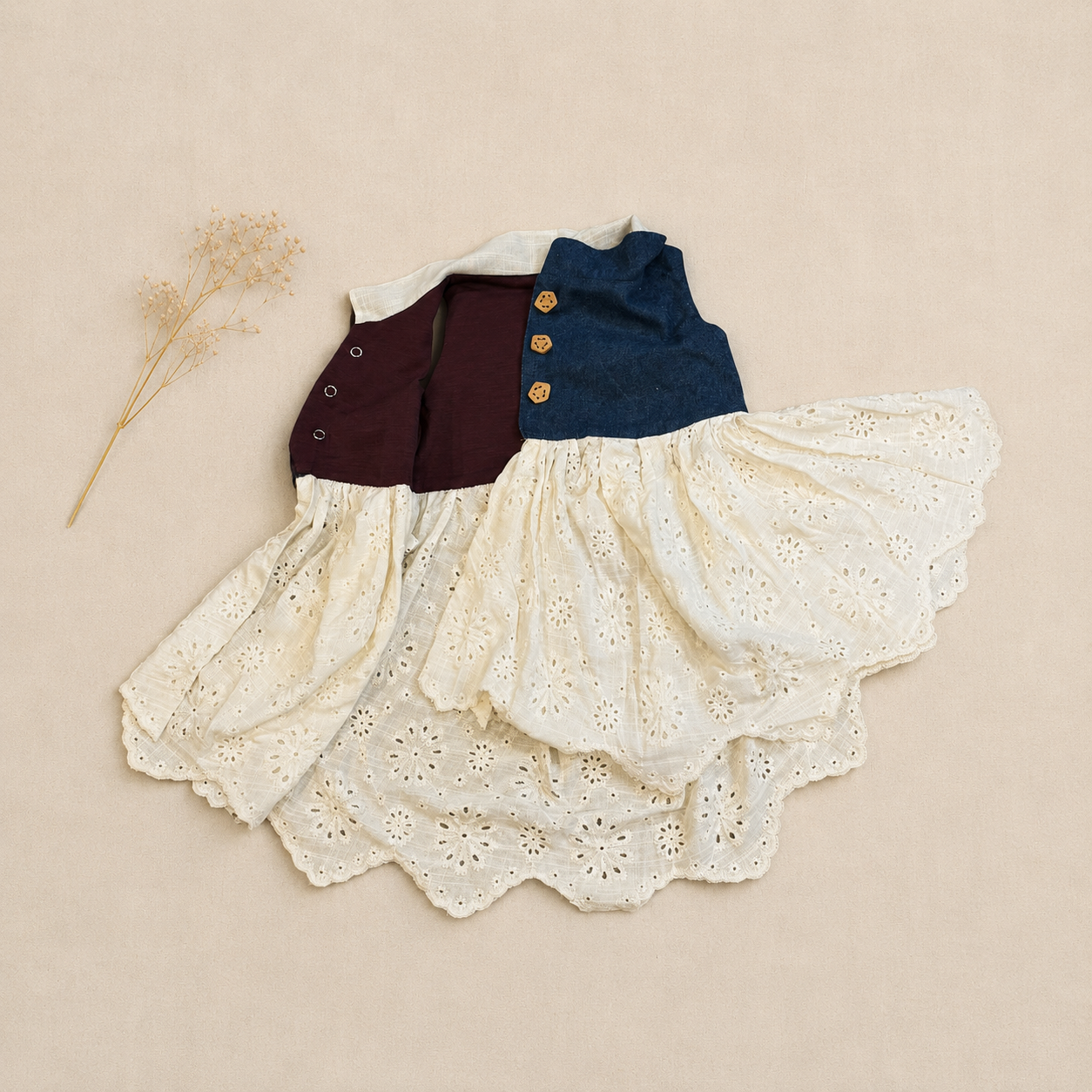 Lined Denim Skirted Vest