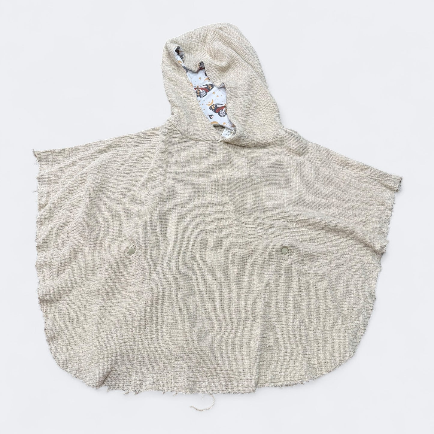 Summer Linen Mesh Poncho with Moth Hood