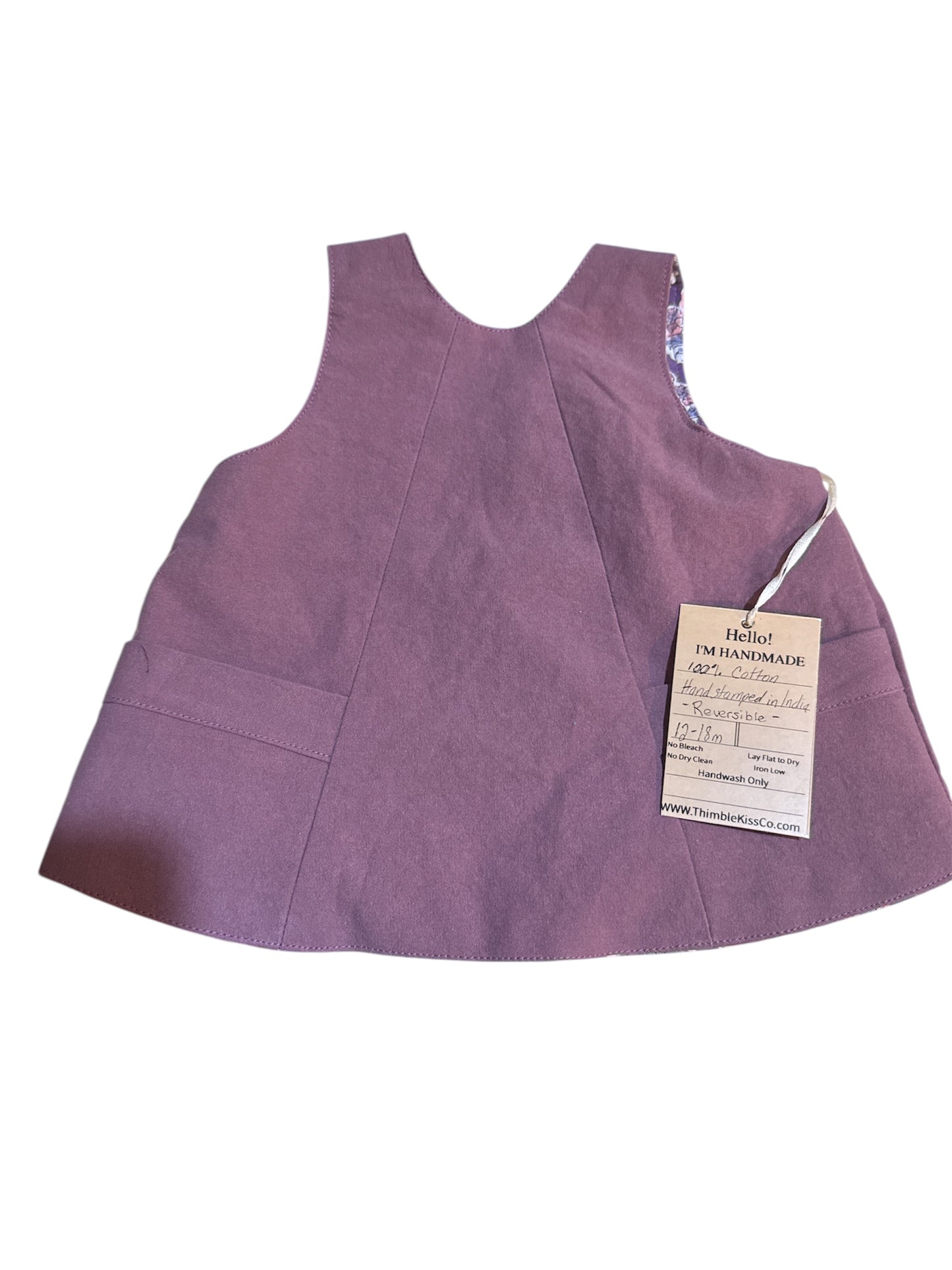 Purple Reversible Girls Tank 12-18 M Reversible Cotton Toddler Top – Snap Back / Front Wear – Handmade Kids Summer Top – Organic Cotton –Lined Purple Floral