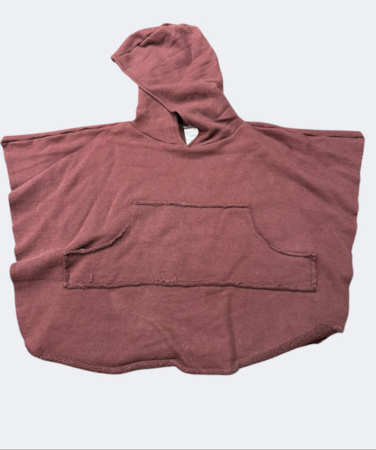 Burgundy Cotton French Terry Poncho