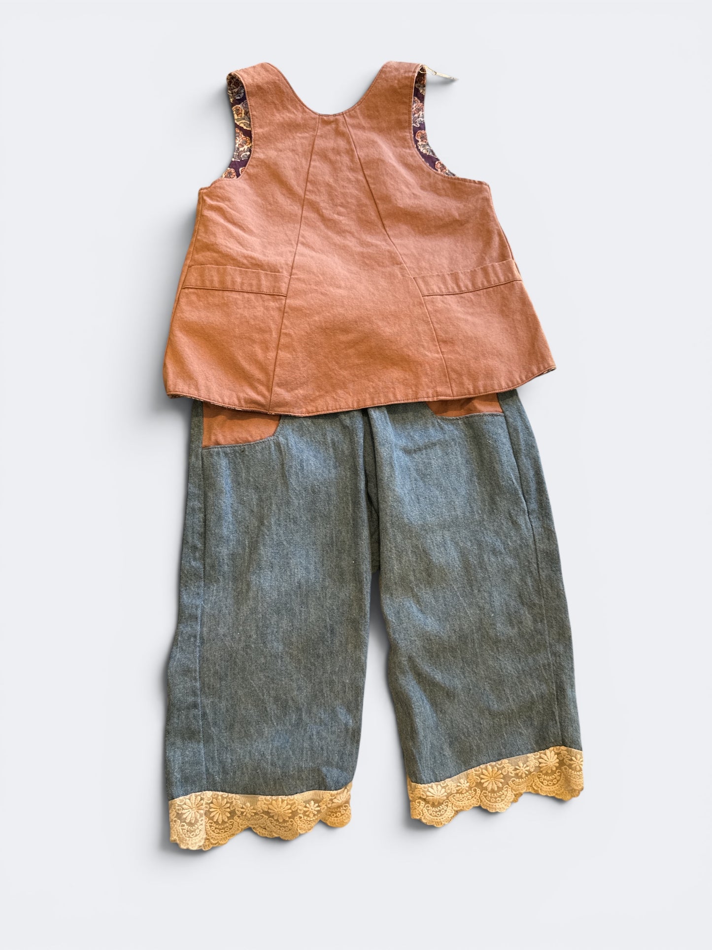 Summer Set- Reversible Cotton Top with Matching Hemp/Cotton Denim Capris