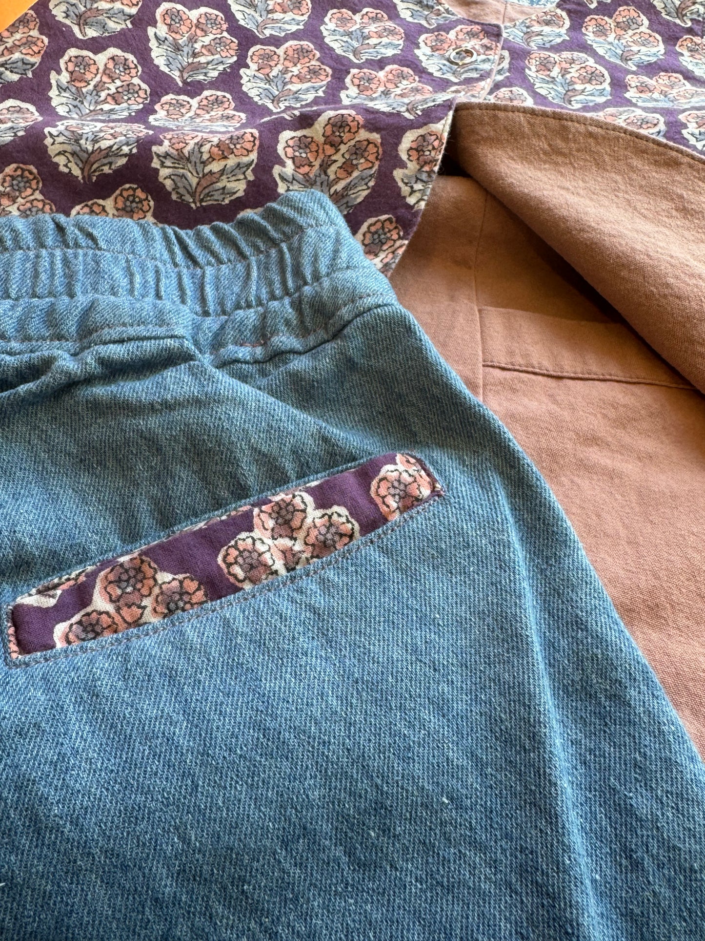 Summer Set- Reversible Cotton Top with Matching Hemp/Cotton Denim Capris