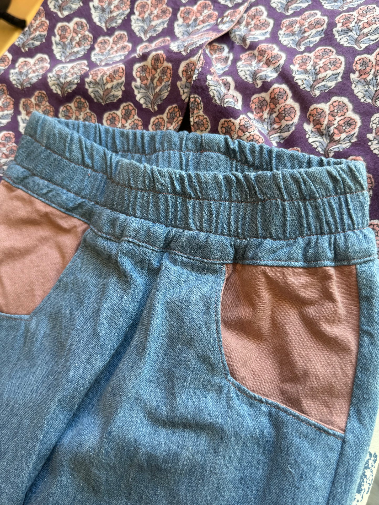 Summer Set- Reversible Cotton Top with Matching Hemp/Cotton Denim Capris