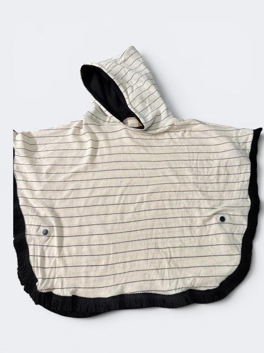 Black striped Handmade Kids Summer Poncho | Hooded Beach Cover Up