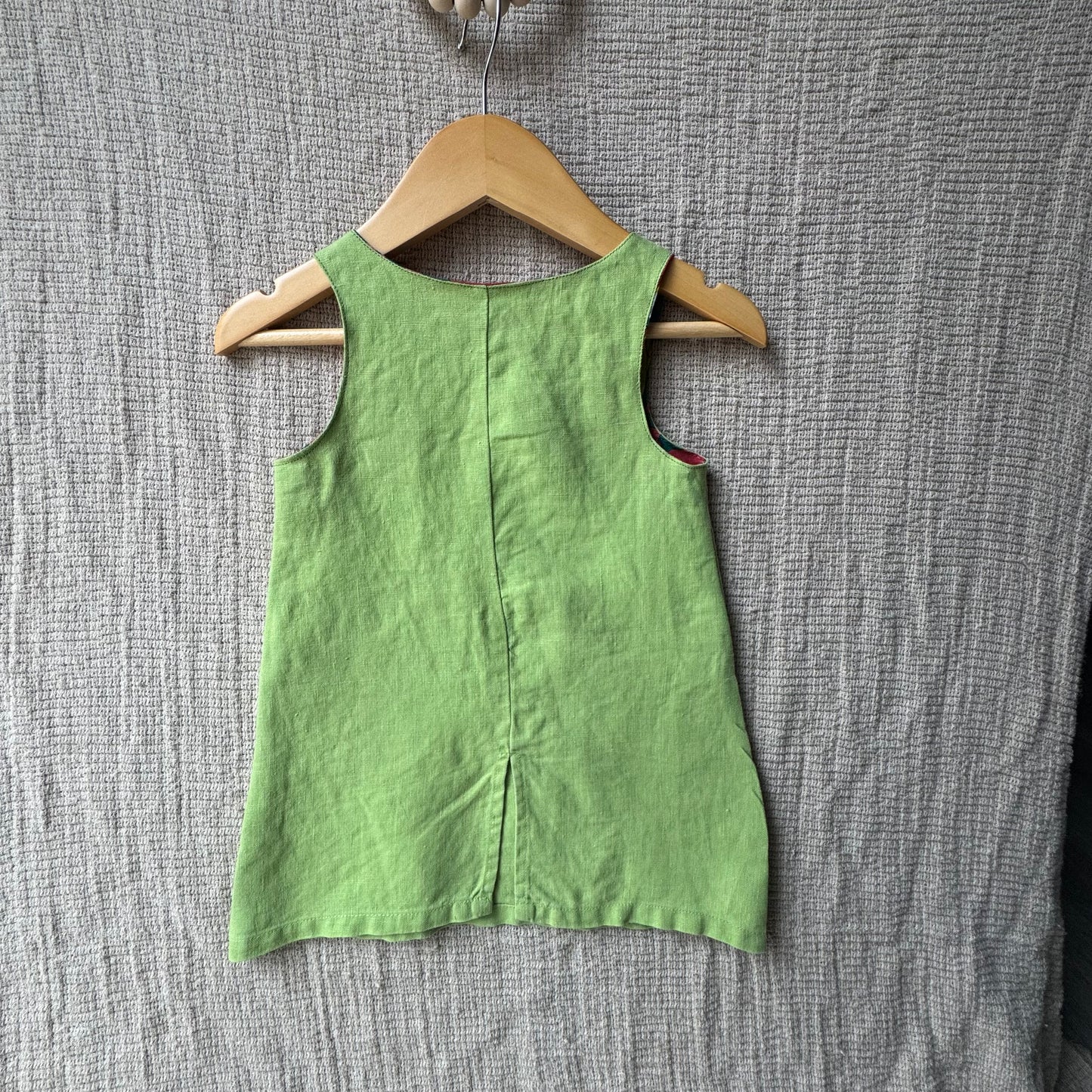Upcycled Linen lime green Dress 9-12M
