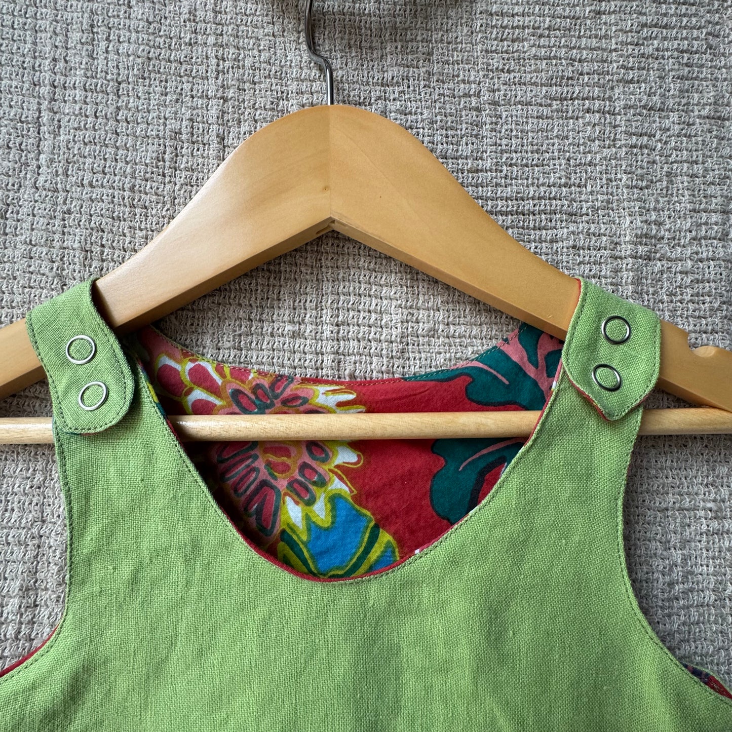 Upcycled Linen lime green Dress 9-12M
