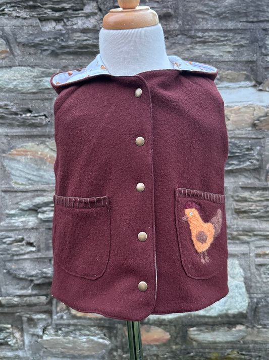 Brown Hooded Chicken Vest with Pixie Hood