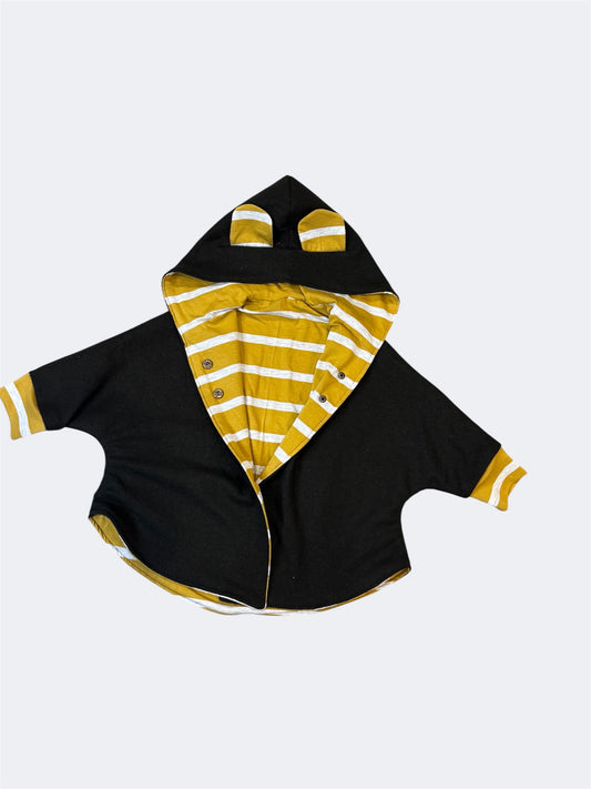 Kids Wool Poncho with Bear Ears | Handmade Layering Piece