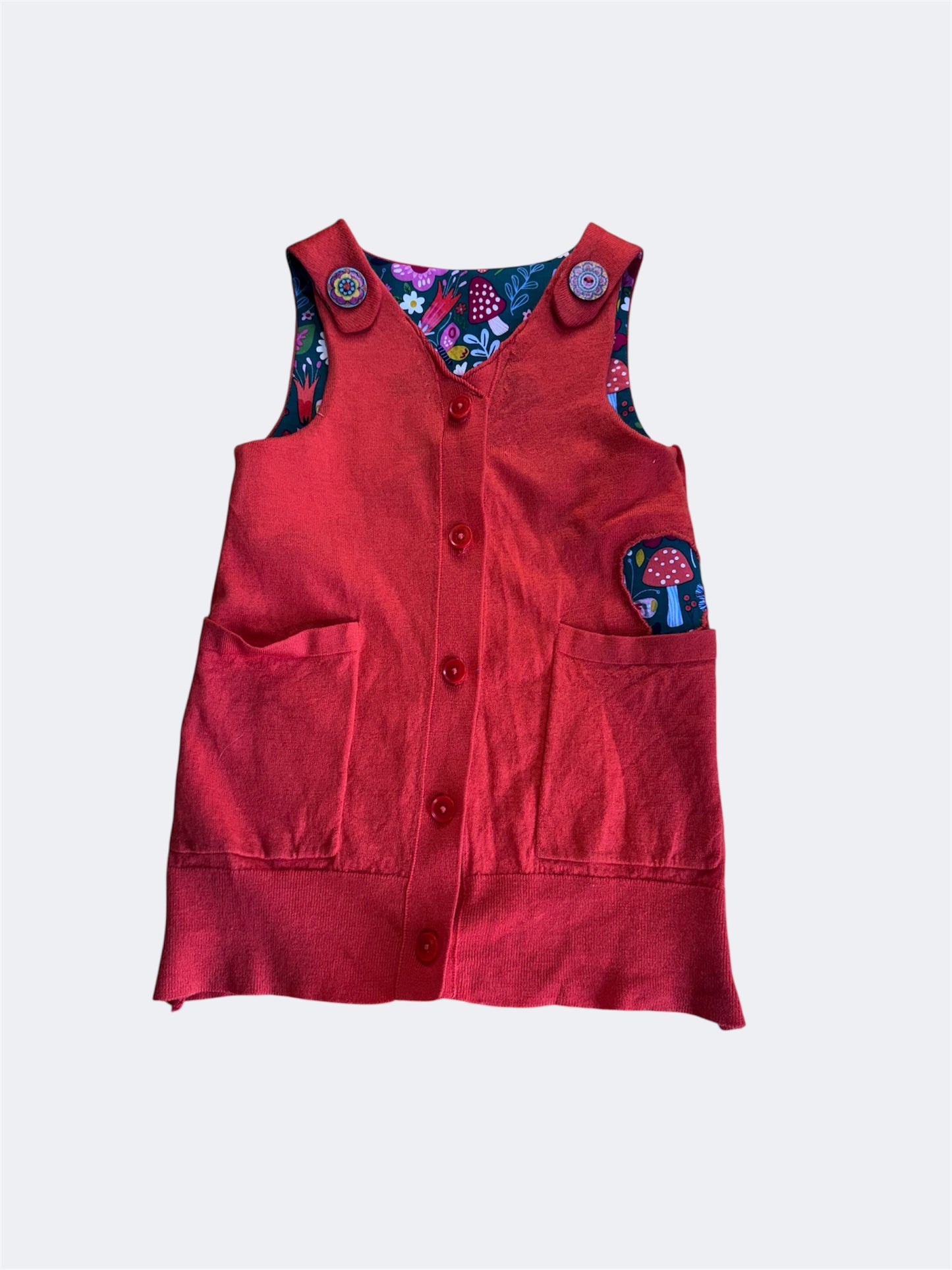 Upcycled Wool Cardigan Dress/ Vest | Grow-With-Me Heirloom Piece