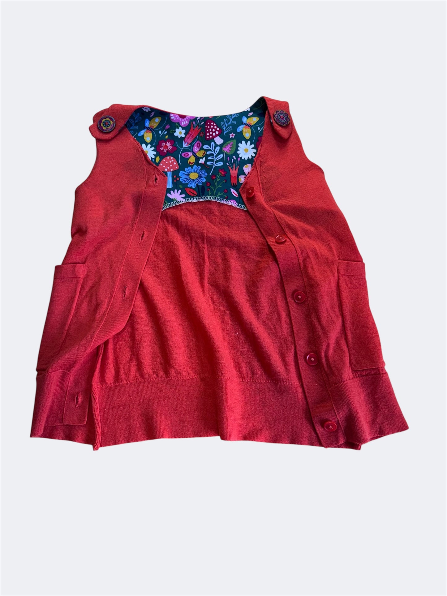 Upcycled Wool Cardigan Dress/ Vest | Grow-With-Me Heirloom Piece